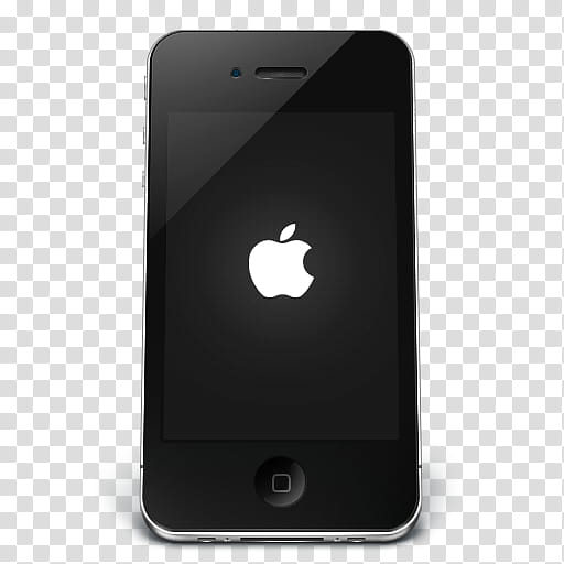 i, black iPhone  displaying Apple logo transparent background PNG clipart