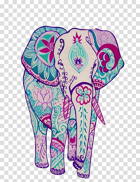 Watchers, multicolored elephant painting transparent background PNG clipart