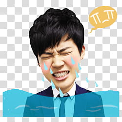 BTS Kakao Talk Emoticon Render p, man wearing black suit jacket crying tears transparent background PNG clipart