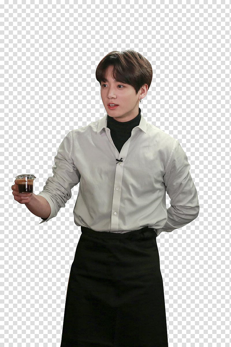 Jeon Jungkook BTS , man holding glass cup transparent background PNG clipart