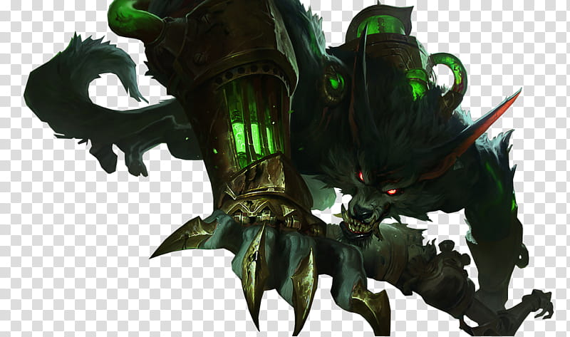 Warwick The Uncaged Wrath of Zaun Rework, green wolf illustration transparent background PNG clipart