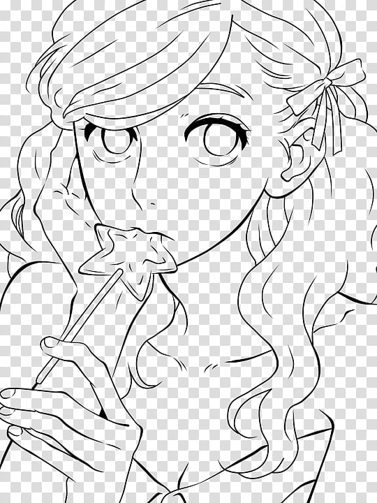 Chun chun Line art, girl eating Lollipop illustration transparent background PNG clipart