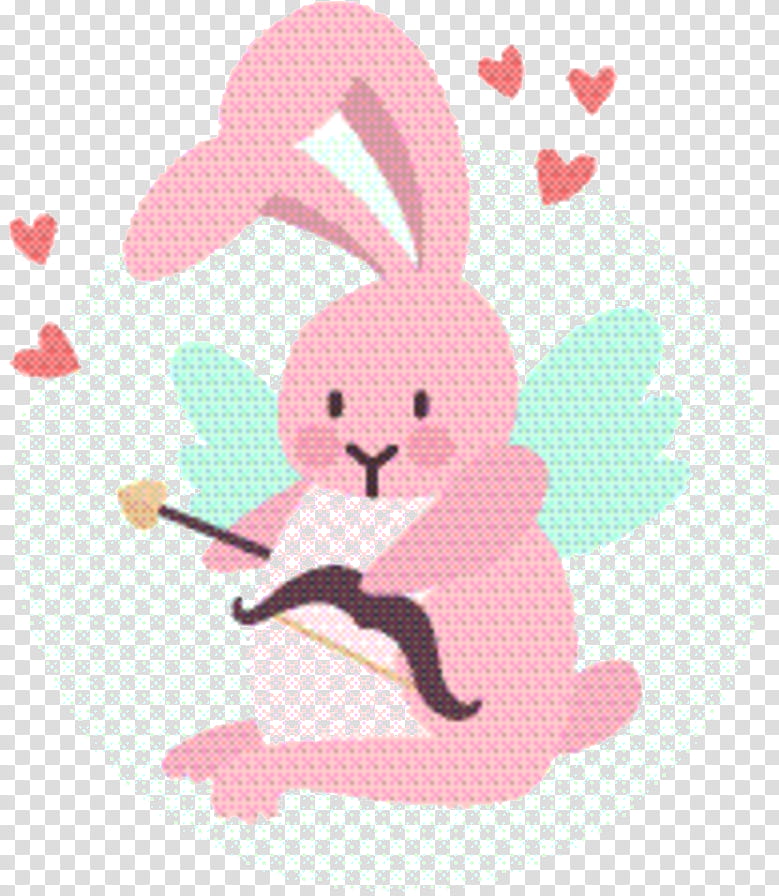 Heart, Rabbit, Cartoon, Color, Pink transparent background PNG clipart