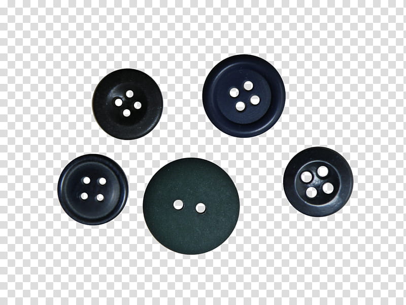 SET Mums buttons, five round black and green cloth buttons transparent background PNG clipart