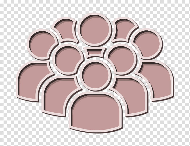 Humans 3 icon Group icon Crowd of users icon, Pink, Material Property, Circle, Paw, Metal transparent background PNG clipart