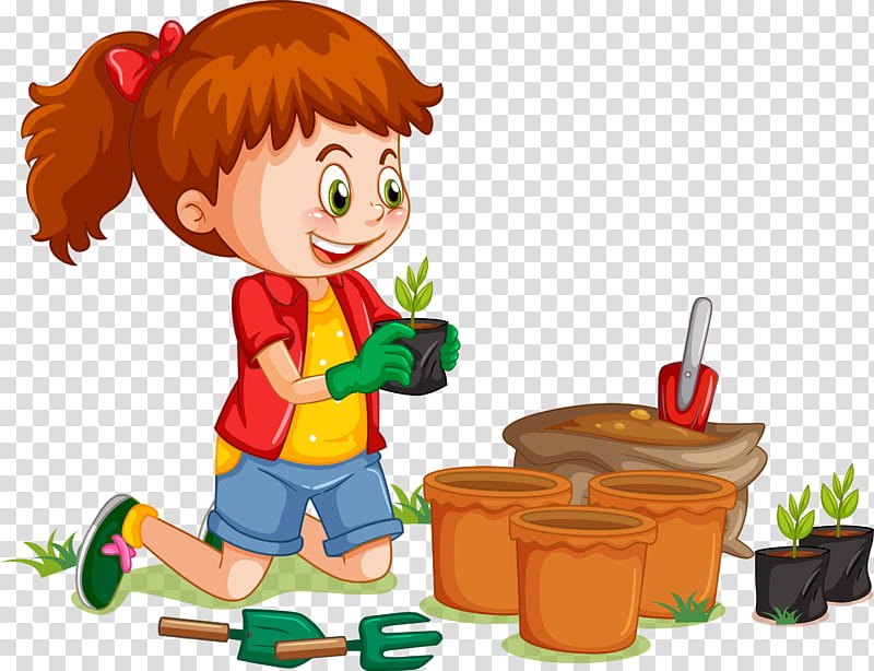 girl plant earth day, Arbor Day, Tree, Cartoon, Play, Child transparent background PNG clipart