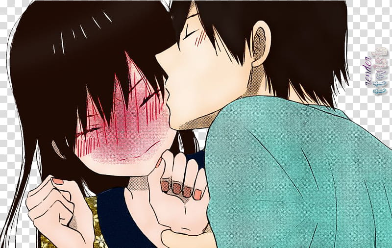 anime guy and girl kissing