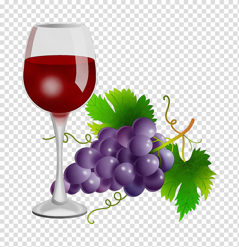 Wine glass, Watercolor, Paint, Wet Ink, Grape, Stemware, Grapevine Family, Grape Leaves transparent background PNG clipart
