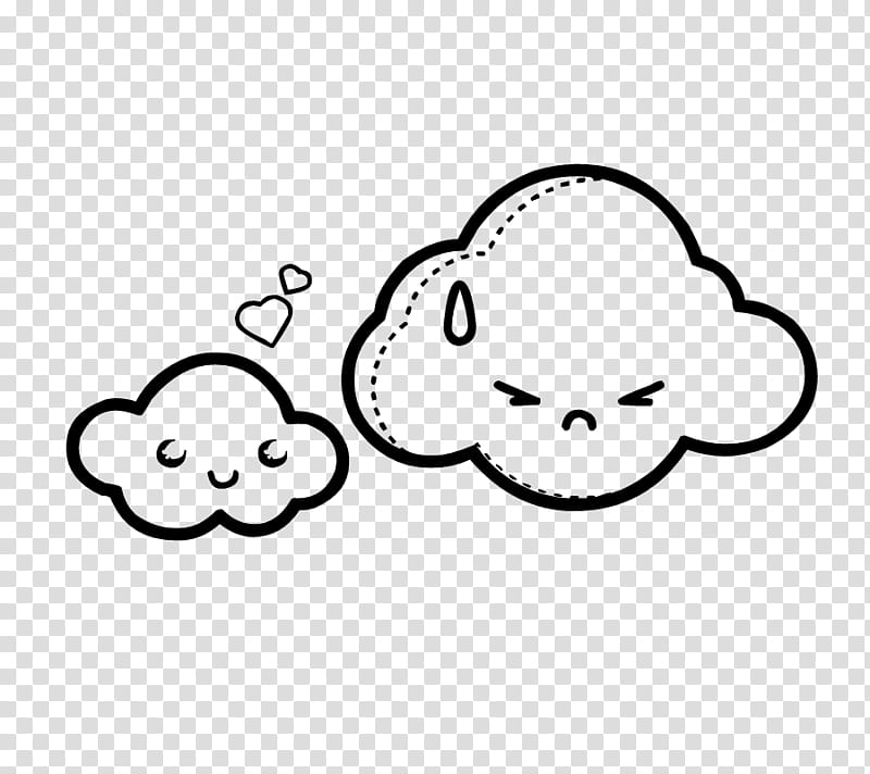 Cute, illustration of two clouds transparent background PNG clipart