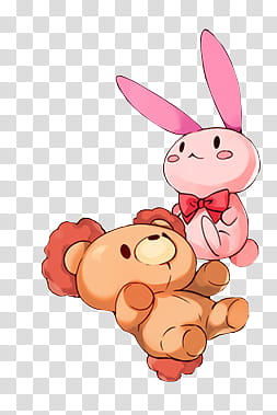 pink bunny and brown bear illustration transparent background PNG clipart