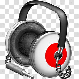 iTunes Icon , Japanese Jive_x, gray and red headphones transparent background PNG clipart