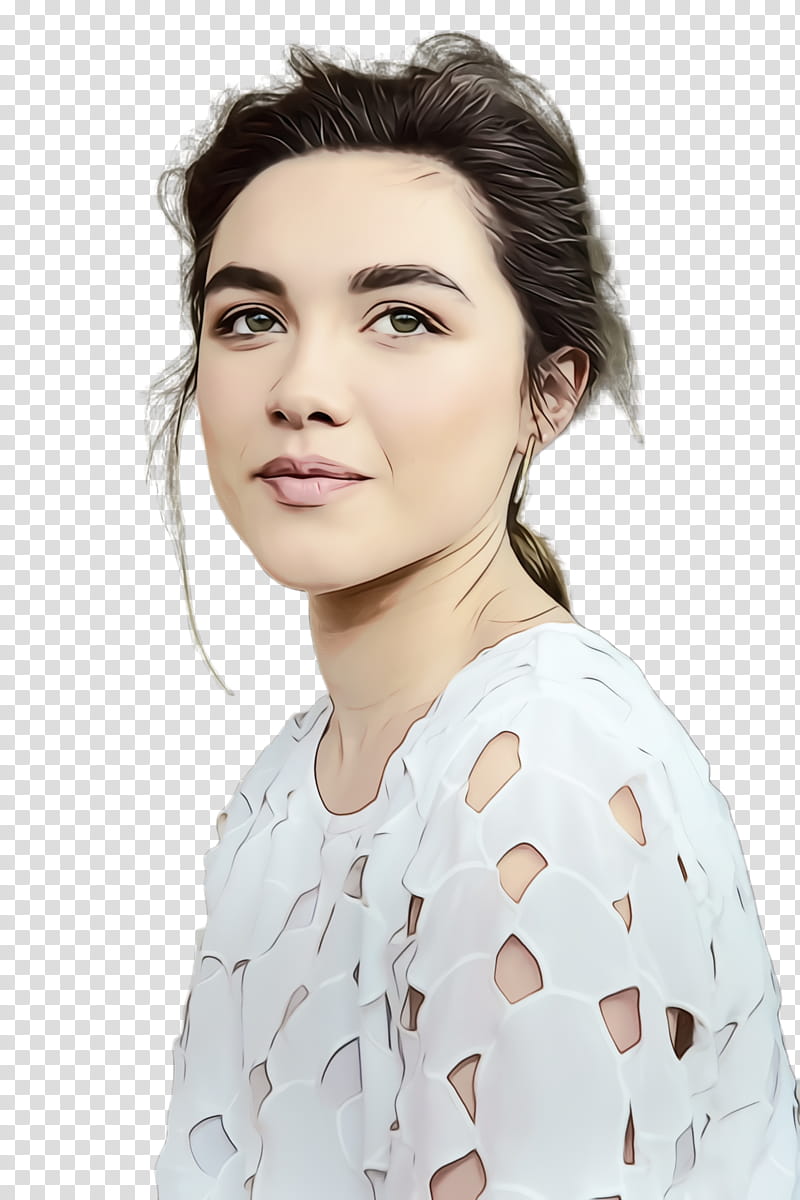 Woman Hair, Florence Pugh, Midsommar, Celebrity, Actor, Shoot, Ponytail, Eyebrow transparent background PNG clipart