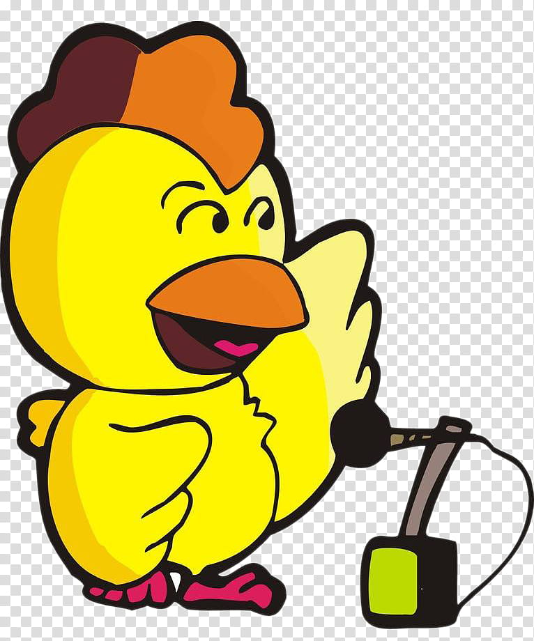 Singing, Chicken, Cartoon, Rooster, Drawing, Animation, Yellow, Beak transparent background PNG clipart