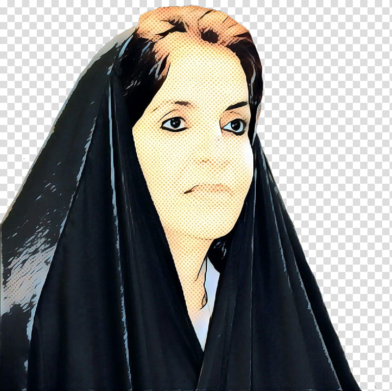 hair eyebrow forehead black hair veil, Pop Art, Retro, Vintage, Abbess, Abaya, Fictional Character transparent background PNG clipart