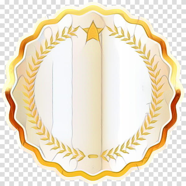 Cartoon Gold Medal, Badge, Trophy, Ribbon, Yellow, Oval transparent background PNG clipart