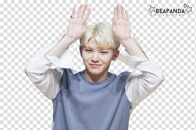 Woozi SEVENTEEN, Beapanda man standing wearing gray and white shirt transparent background PNG clipart