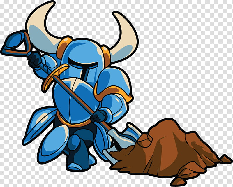 Knight, Shovel Knight, Digging, Cartoon, Animal Figure, Bovine, Claw, Horn transparent background PNG clipart