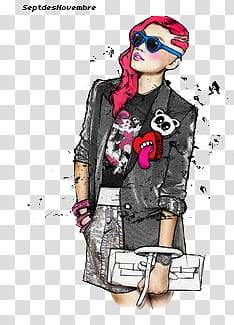 Vintage s, pink-haired woman wearing blazer holding white clutch bag illustration transparent background PNG clipart