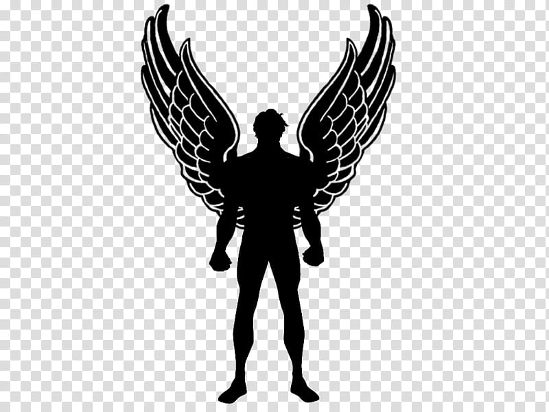 Male Angel Fairy Silhouette , silhouette of man with wings transparent background PNG clipart