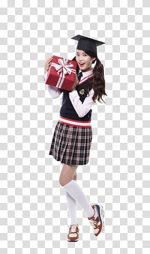 , IU wearing school uniform transparent background PNG clipart thumbnail