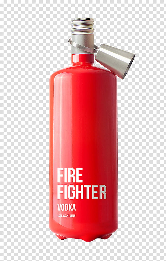 , red and gray Fire Fighter bottle transparent background PNG clipart