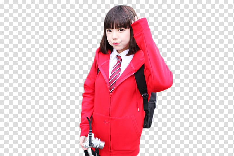 girl wearing red coat transparent background PNG clipart