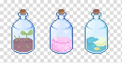 , three clear glass bottles illustration transparent background PNG clipart