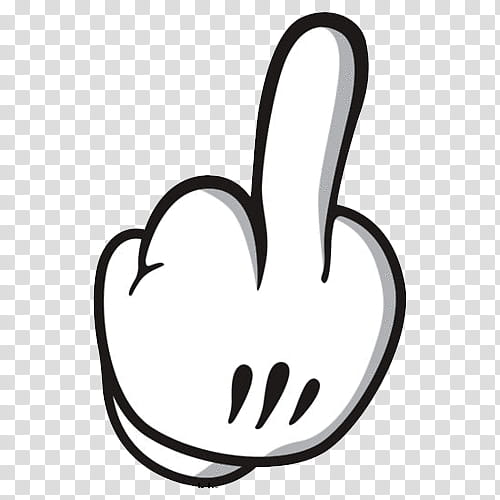 Mickey s, cartoon character hand raising middle finger transparent background PNG clipart