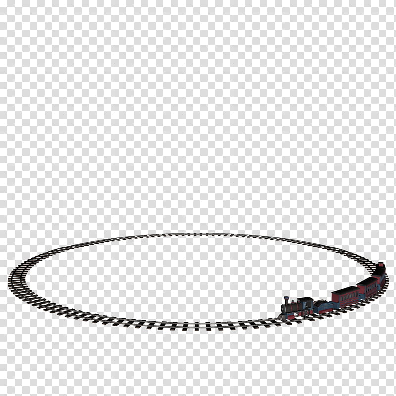 Train set on tracks, gray and red train on race track toy transparent background PNG clipart