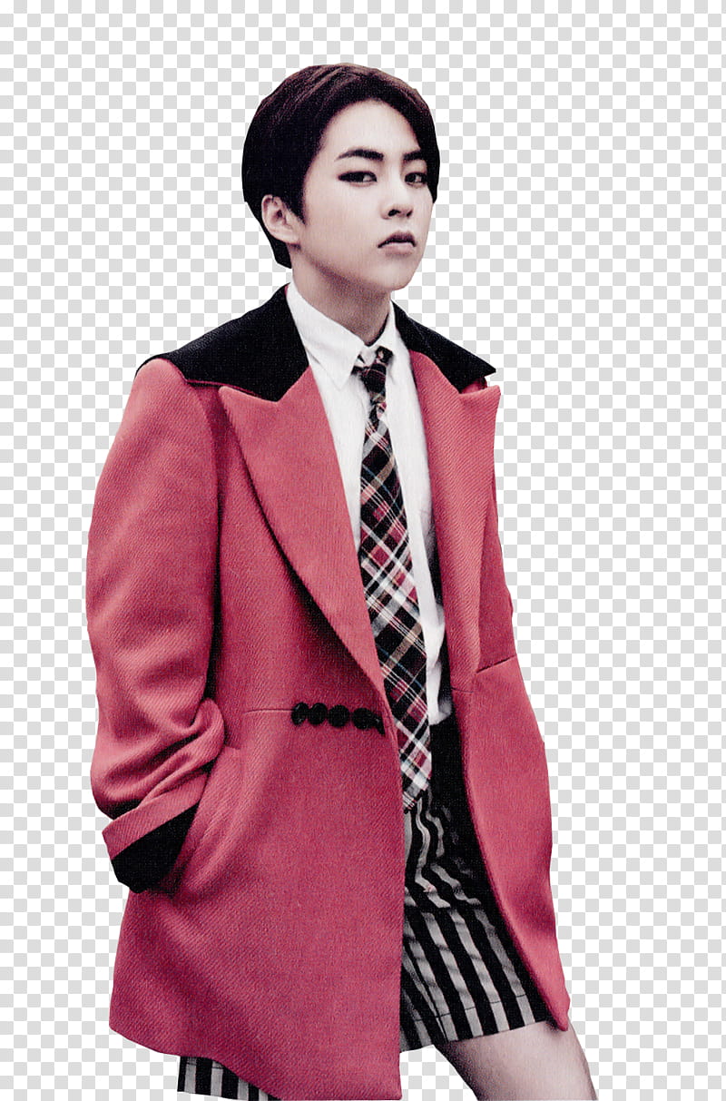 Love me Right Xiumin EXO, man with hands on coat pocket transparent background PNG clipart