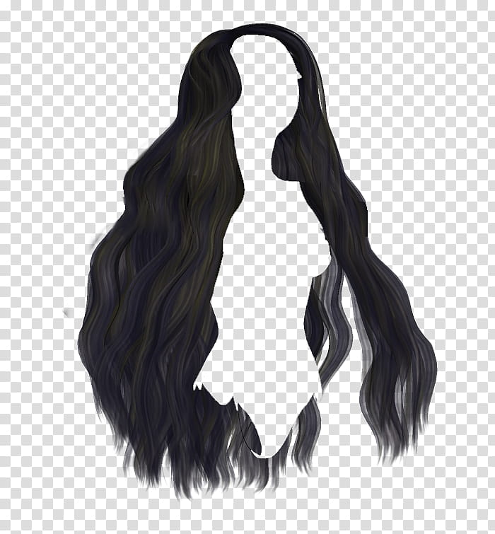 Long wavy hair , black wig illustration transparent background PNG clipart