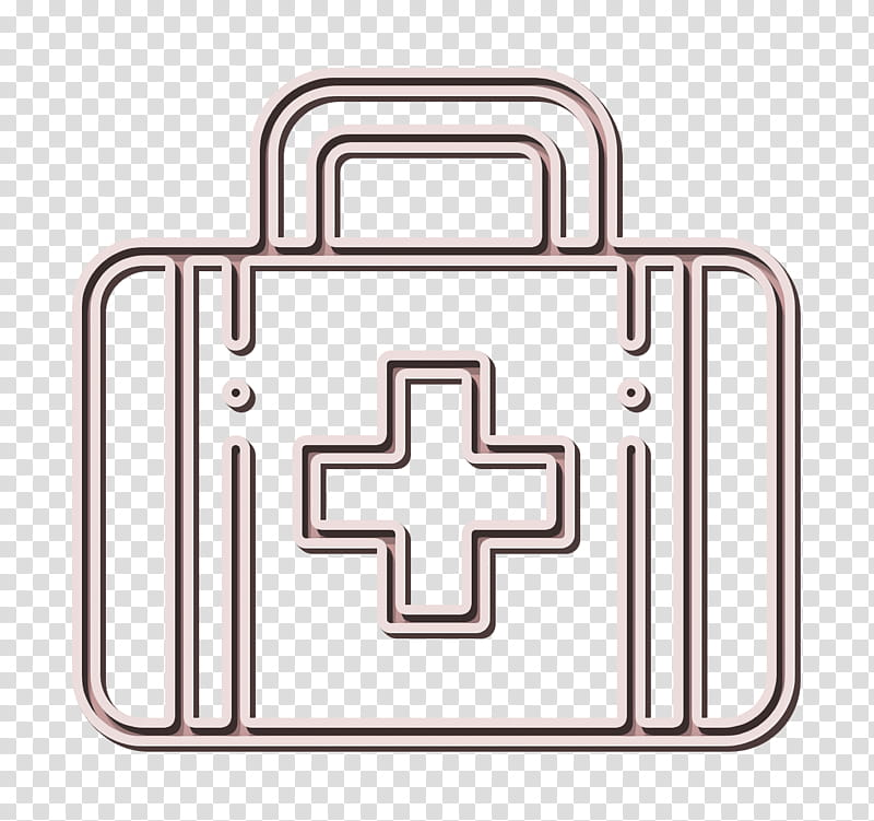 Doctor icon Healthcare and Medical icon First aid kit icon, Line, Material Property, Baggage, Symbol, Medical Bag, Cross, Rectangle transparent background PNG clipart