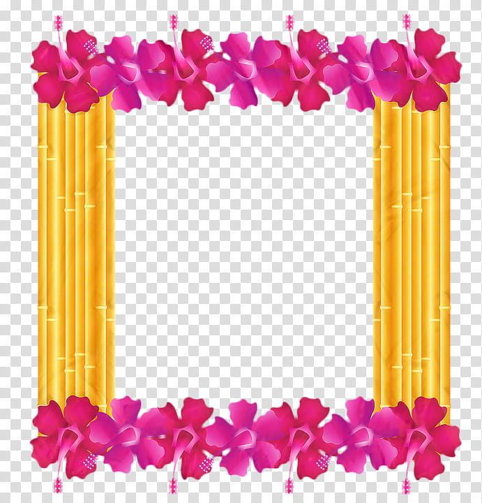 Party Background Frame, Hawaii, Hawaiian Language, Frames, Flower Frame, Pink, Magenta, Yellow transparent background PNG clipart