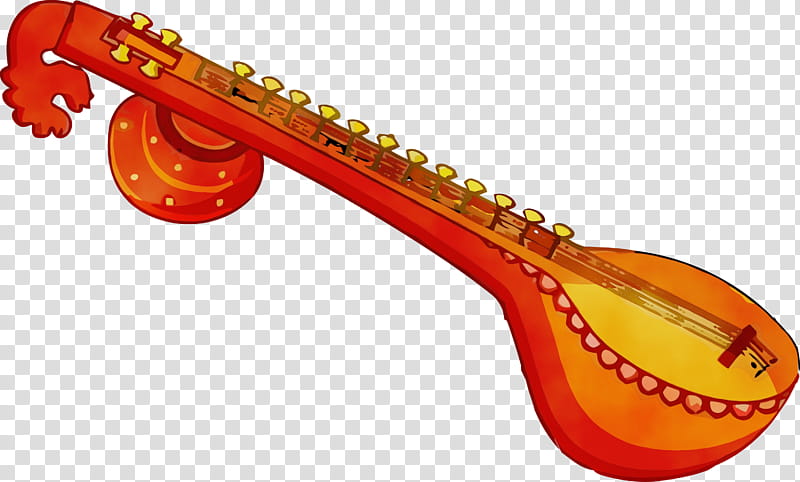 string instrument musical instrument string instrument saraswati veena plucked string instruments, Basant Panchami, Vasant Panchami, Saraswati Puja, Watercolor, Paint, Wet Ink, Indian Musical Instruments transparent background PNG clipart