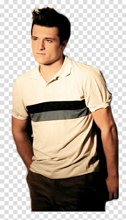 Josh Hutcherson, man in white and black polo shirt transparent background PNG clipart