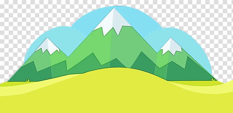 green mountainous landforms hill mountain leaf, Watercolor, Paint, Wet Ink, Grass, Landscape, Logo transparent background PNG clipart