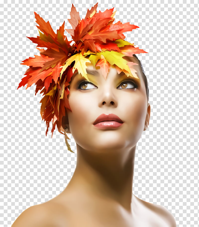 Orange, Hair, Headpiece, Red, Leaf, Beauty, Hairstyle, Hair Accessory transparent background PNG clipart