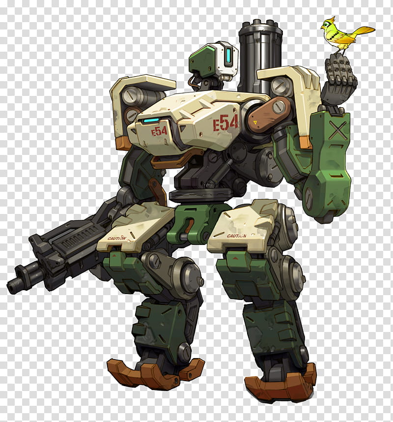 Bastion Overwatch, green and white E robot with gun illustration transparent background PNG clipart