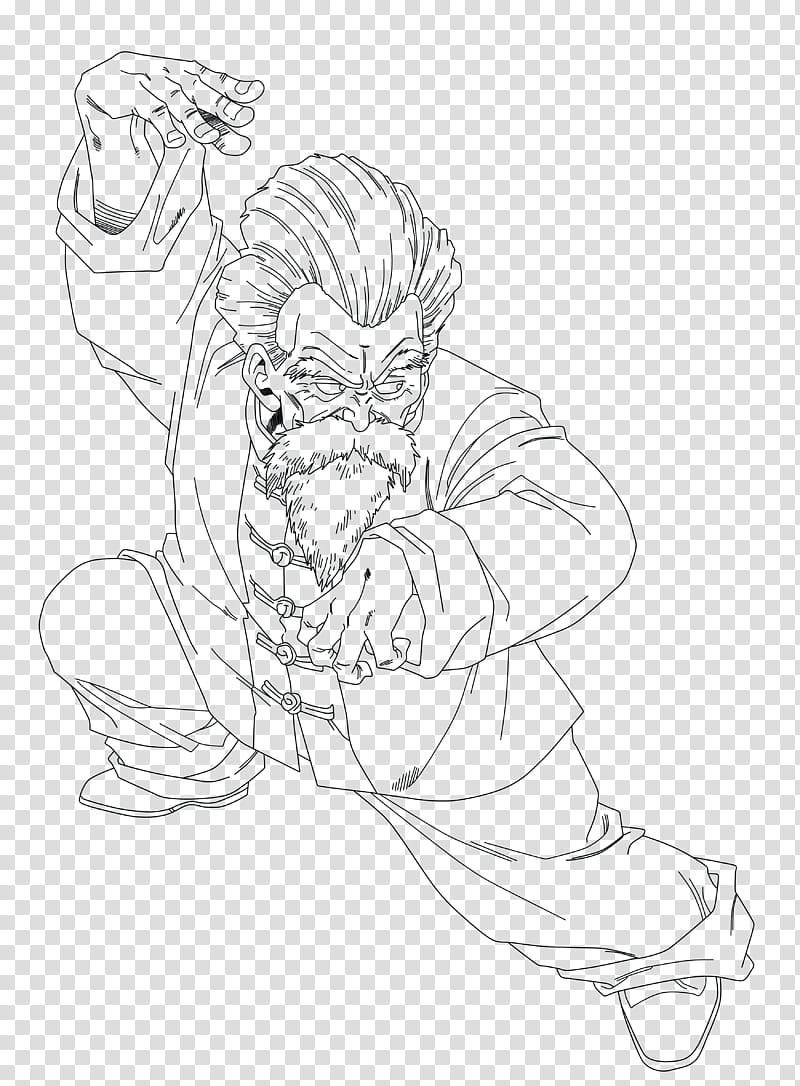 Jackie Chun Master Roshi LINE ART, old man sketch transparent background PNG clipart