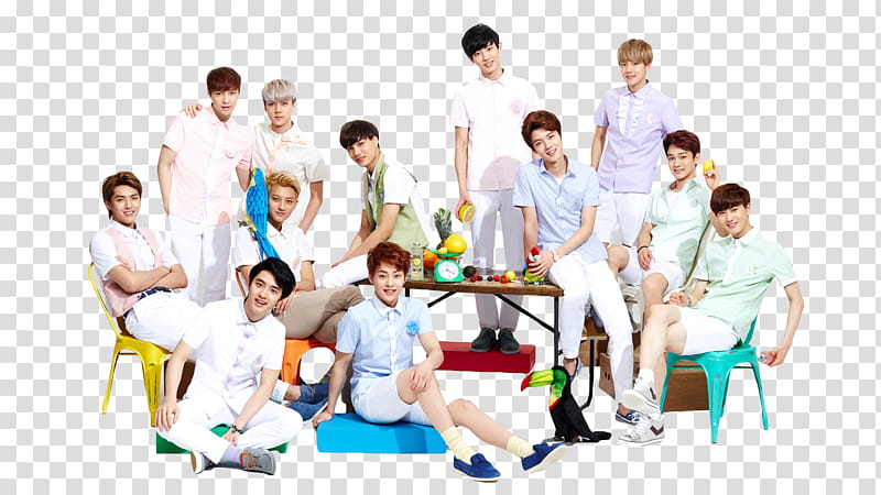 EXO IvyClub, people gathering near table transparent background PNG clipart