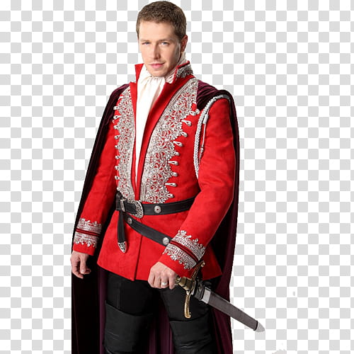 Once Upon a Time, man wearing red, black, and gray prince costume transparent background PNG clipart