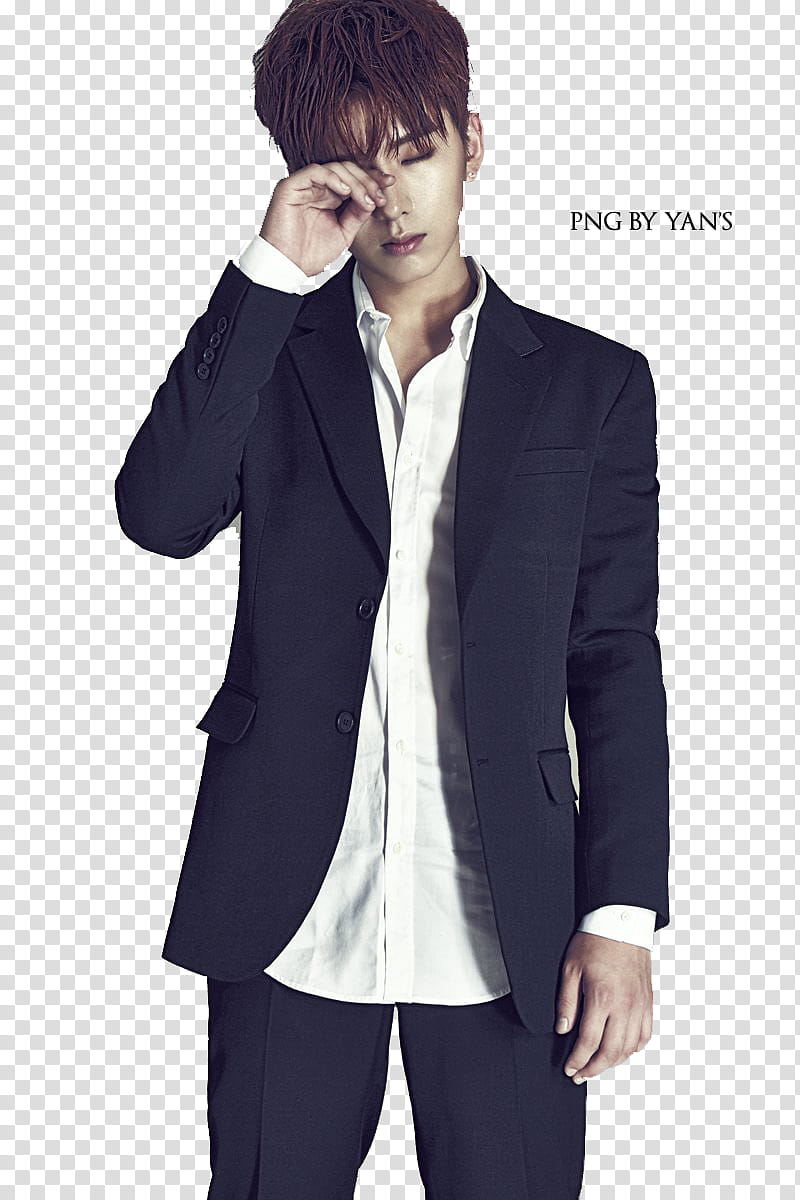 Monsta X Kihyun, man wearing black suit transparent background PNG clipart
