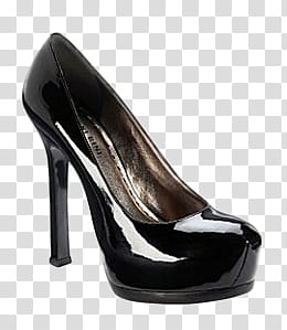 unpaired black leather peep toe platform pumps transparent background PNG clipart