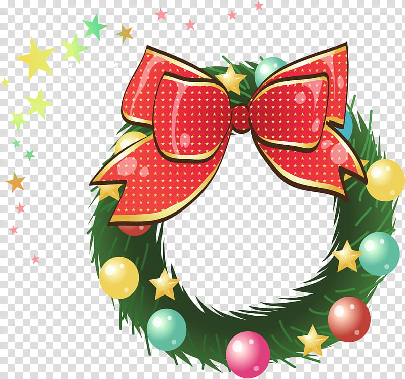 multicolored Christmas wreath art transparent background PNG clipart