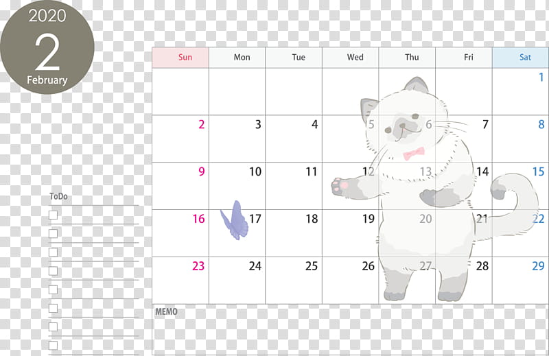 February 2020 Calendar February 2020 Printable Calendar 2020 Calendar, Text, Line transparent background PNG clipart