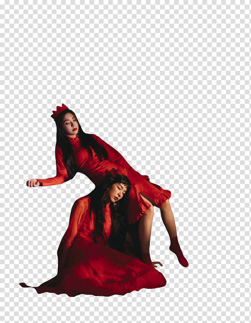 RED VELVET Perfect Velvet, two women wearing red dresses transparent background PNG clipart