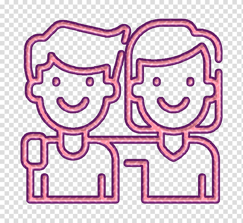 Friendship icon, Text, Pink, Cartoon, Line, Head, Line Art, Cheek transparent background PNG clipart