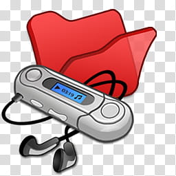 Refresh CL Icons , folder_red_mymusic, music player with earbuds in red envelope art transparent background PNG clipart