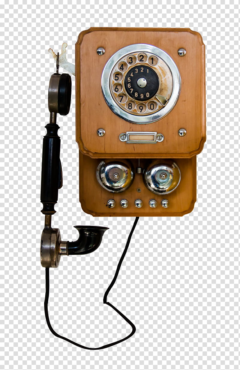 Vintage, vintage brown wall mount rotary telephone transparent background PNG clipart