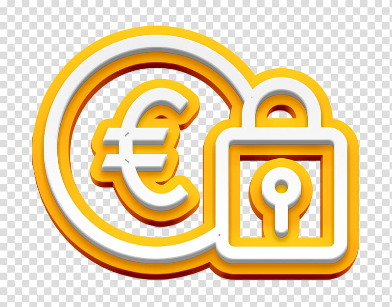 currency icon euro icon lock icon, Money Icon, Price Icon, Safe Icon, Secure Icon, Yellow, Text, Line transparent background PNG clipart
